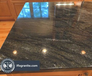 Dark granite kitchen countertop restoration