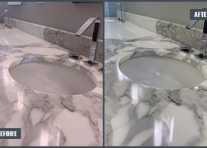 Marble vanity top - Scratch removal and restoration