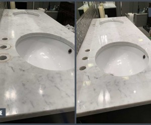 Marble vanity top restoration in Chicago