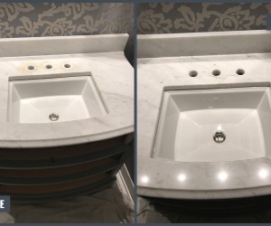 Stain removal from white marble vanity