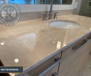 Marble vanity top restoration in Downtown Chicago