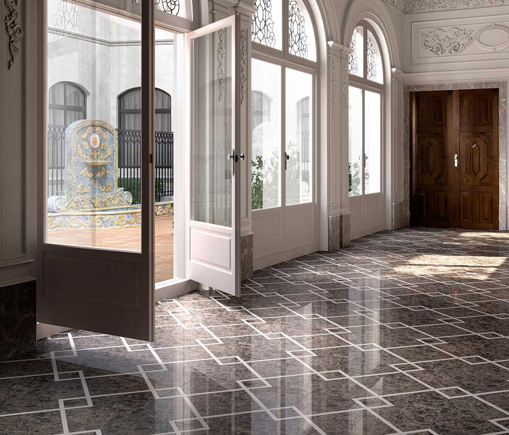 Black marble floor restoration process